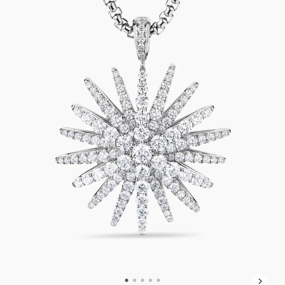 David yurman white gold and diamond large starburst pendant - Picture 1 of 6